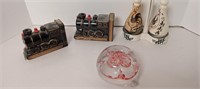 PAPERWEIGHT ASHTRAY, TRAIN BOOKENDS AND MORE