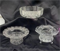 Glass candy dishes 7", 6.5” and 5.5”