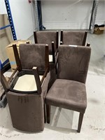7 Brown Velvet Upholstered Dining Chairs