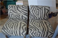 Set of 2 Zebra Grey Print Upholstered Chairs 21"