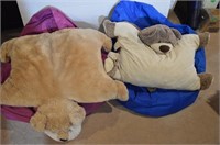 2 Large Stuffed Animals and 2 Bean Bag Chairs