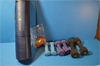 Hand Weights, Exercise Mat and Exercise Bands