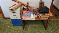 Small desk, file cabinet and accessories