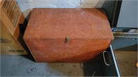 Wooden box with basketballs