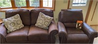 Ashley Furniture; Leather Love Seat & Chair