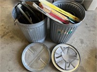 (2) Metal Trash Cans w/ Contents