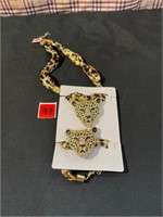Cheetah Necklace and Bracelet Set