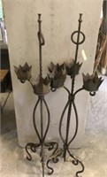 PAIR OF WROUGHT IRON CANDLE HOLDERS 59”