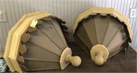 PAIR OF LARGE WOODEN ORNATE WALL SCONCES