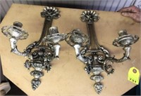 PAIR OF CANDELABRA SCONCES WROUGHT IRON