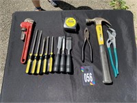 Pipe Wrench, Hammer, Chisels & Misc
