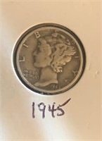 1945 Mercury Silver Dime