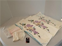 Hand Embroidered Pillow Cases & Hankies