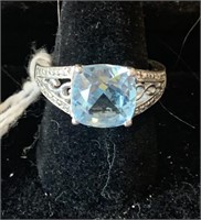 Stunning Genuine Blue Topaz Sterling Silver Ring