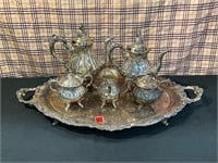 "Baroque" by Wallace Tea Set w/ Tray Silver-Plated