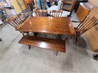 WOODEN TABLE AND CHAIRS