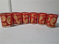 VINTAGE CULVER RED GOLD PAISLEY COCKTAIL GLASSES