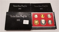 (4) 1982 Proof Sets (One No Box)