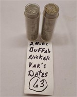 2 Rolls of Full Date Buffalo Nickels