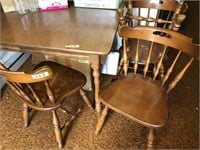DINING TABLE  & LEAF  WITH 4 CHAIRS