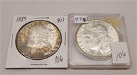 1889, ’90 Silver Dollars AU