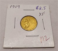 1909 $2 1/2 Gold XF