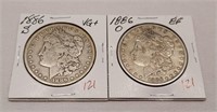 1886-O Silver Dollar XF; ’86-S Silver Dollar VG