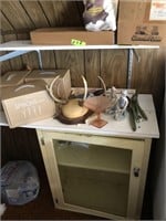 WHITE CUPBOARD & CONTENTS