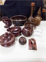 Wood Bowls, Cups, Leather Decanters