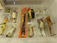 Vintage Fishing Lures, in case (8+), book