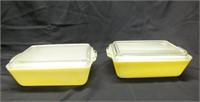 TWO PYREX YELLOW RECTANGLE CASSEROLE DISHES