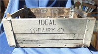 WOODEN IDEAL DAIRY CASE WITH TWO BOTTLES