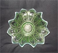 OPALESCENT TRIMMED GREEN BOWL