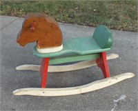 WOODEN PAINTED ROCKING HORSE