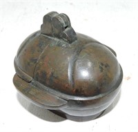 Bronze Oriental matchbox/candle holder, 3"l