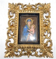 Porcelain plaque of Madonna and child, plaque