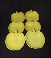 SIX VINTAGE YELLOW/APPLE SHAPED DISHES