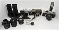 Lot of 3 - 35mm cameras and accessories;