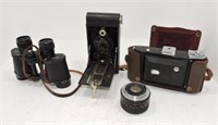 Lot of cameras, binoculars, and assorted items