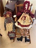 Two Raggedy Ann Dolls