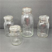 Four Ideal Mason Jars with Glass Lids