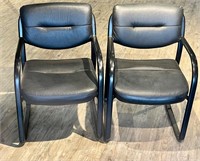 2 BLACK METAL FRAME CHAIRS*