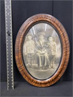 Early Round Beveled Glass Family Portrait