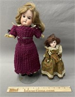 2 Antique Bisque Head Dolls