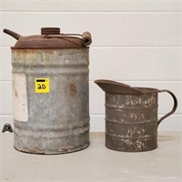 Small Galvanized Oil Can & Pitcher