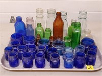 Antique Medicine Bottles, Cobalt Blue, Green,Brown