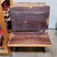 Antique Cast Iron Inkwell School Desk