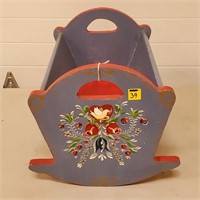 Handpainted PA Dutch Style Wood Doll Cradle