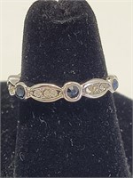 925 Silver Cocktail Ring Small Sapphire CZ Stones