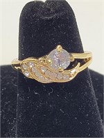 Fancy Cocktail Ring CZ Stones Goldtone